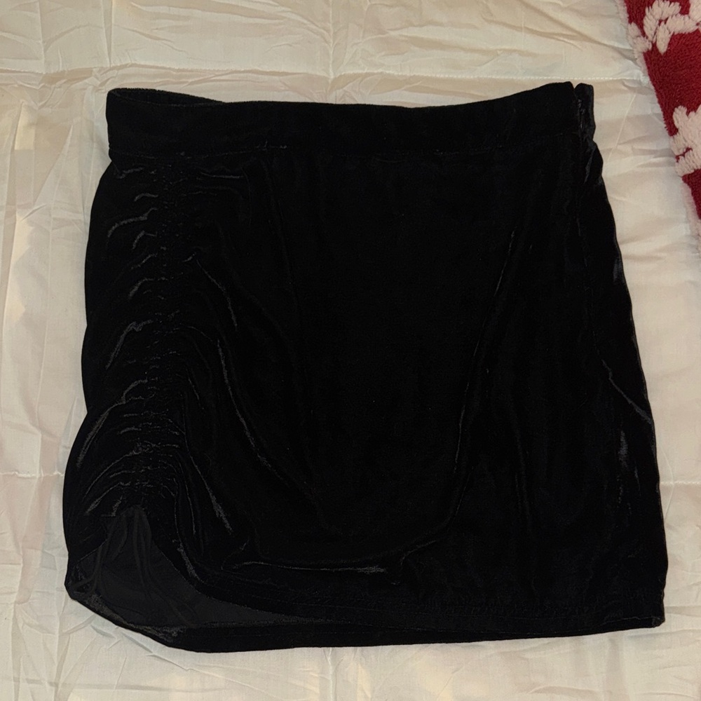 Free People Mini Black Velvet Skirt